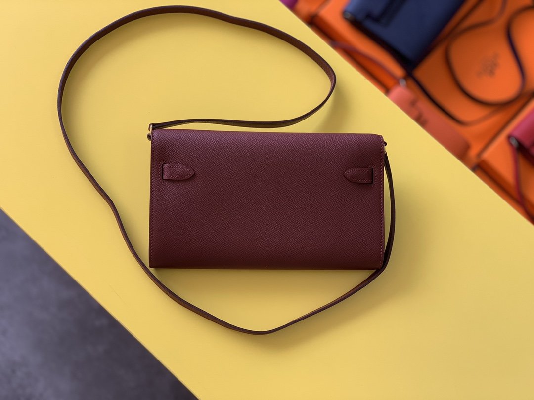 H**me5 Kelly Wallet To Go Woc Epsom Wine For Women, Women’s Wallet 8.3in/21cm