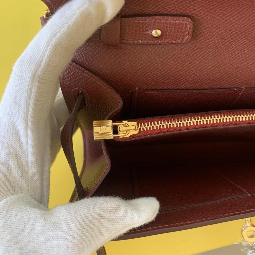 H**me5 Kelly Wallet To Go Woc Epsom Wine For Women, Women’s Wallet 8.3in/21cm