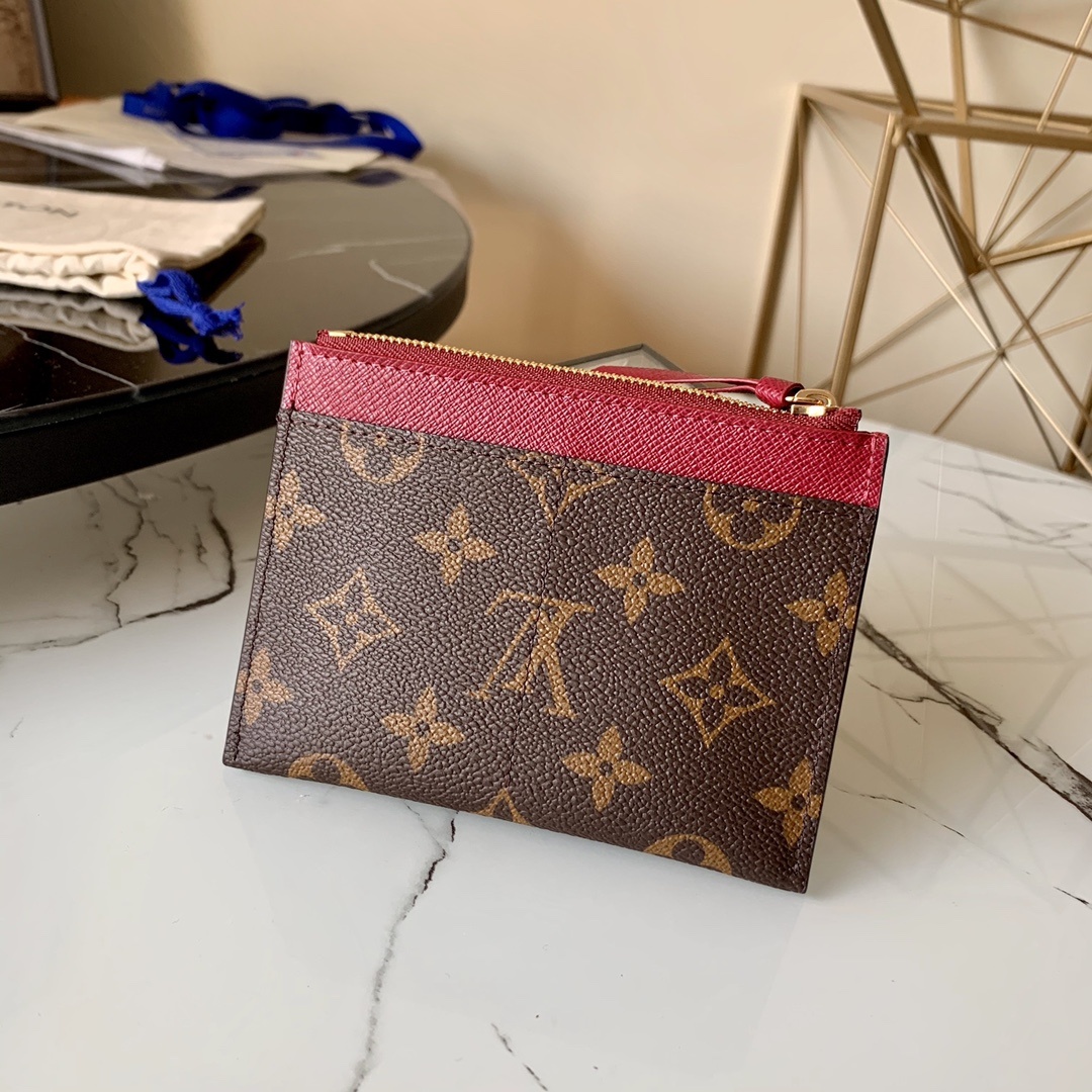 L0vis Vvtt0n Zipped Card Holder Monogram Canvas Fuchsia For Women, Women Wallet LV M62257