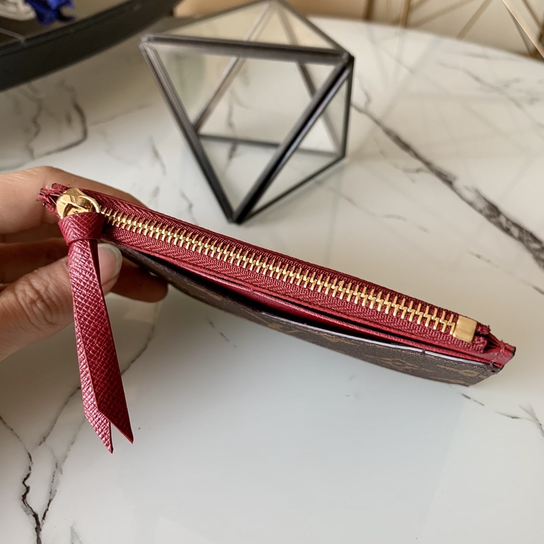 L0vis Vvtt0n Zipped Card Holder Monogram Canvas Fuchsia For Women, Women Wallet LV M62257