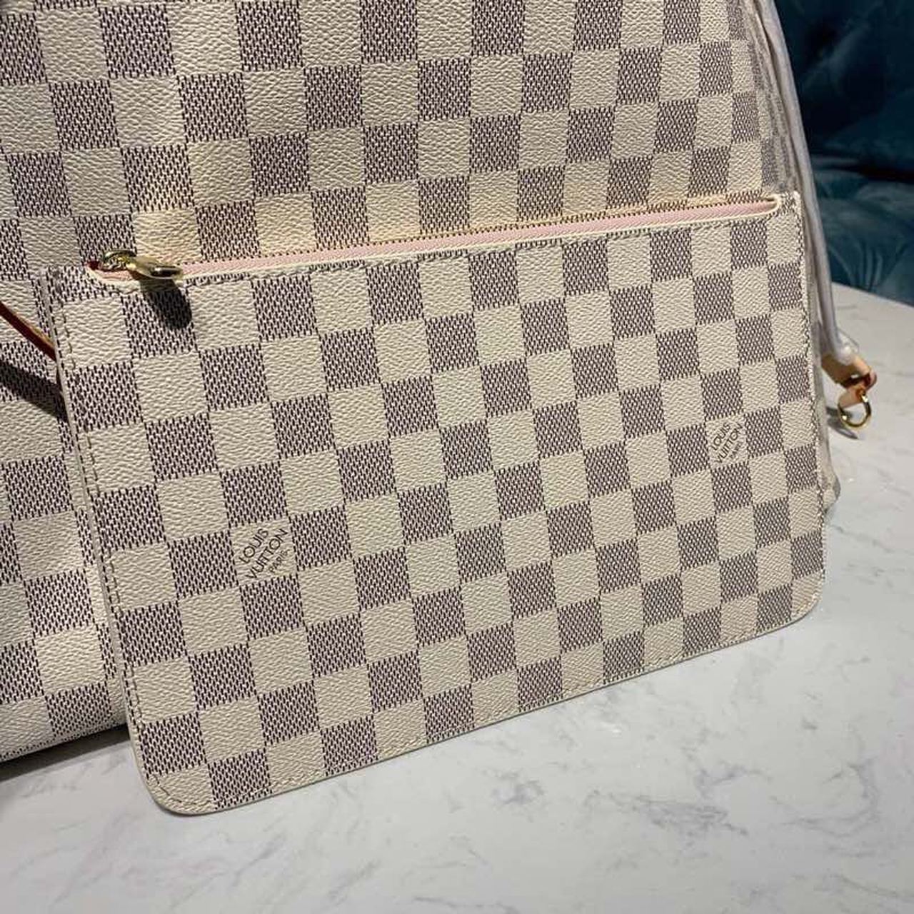 L0vis Vvtt0n Neverfull GM Tote Bag Damier Azur Canvas Rose Ballerine Pink For Women, Women’s Handbags, Shoulder Bags 15.4in/39cm LV N41604