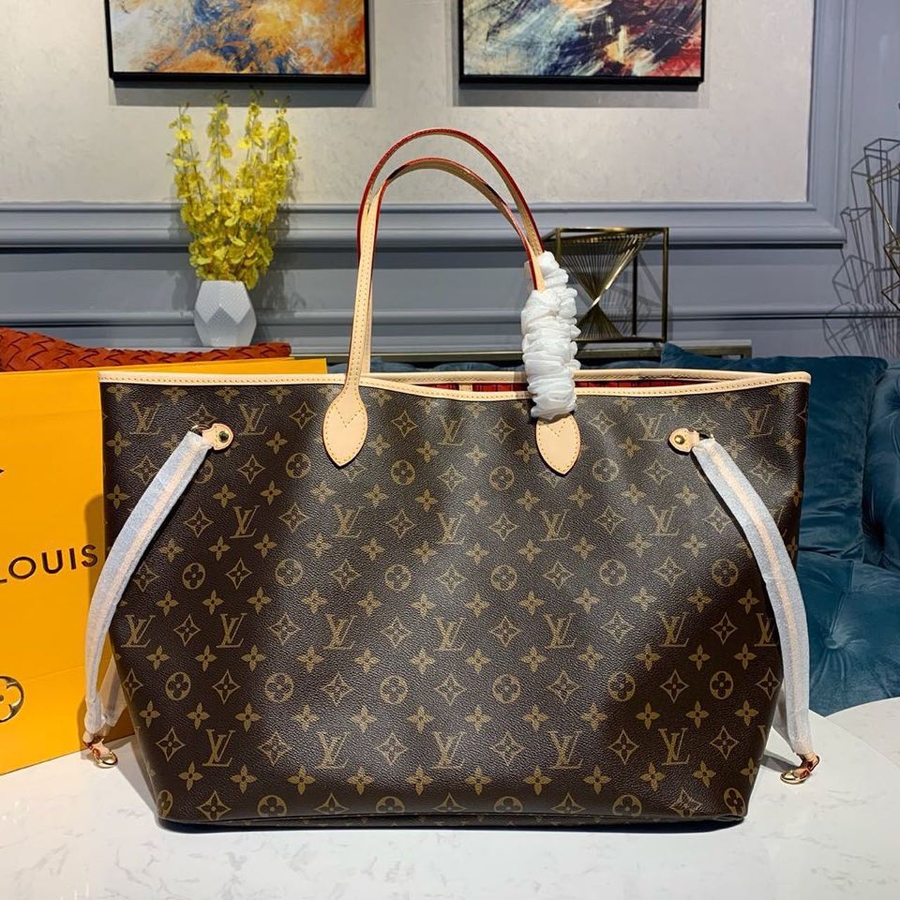 L0vis Vvtt0n Neverfull GM Tote Bag Monogram Canvas Red For Women, Women’s Handbags, Shoulder Bags 15.7in/40cm LV M41181