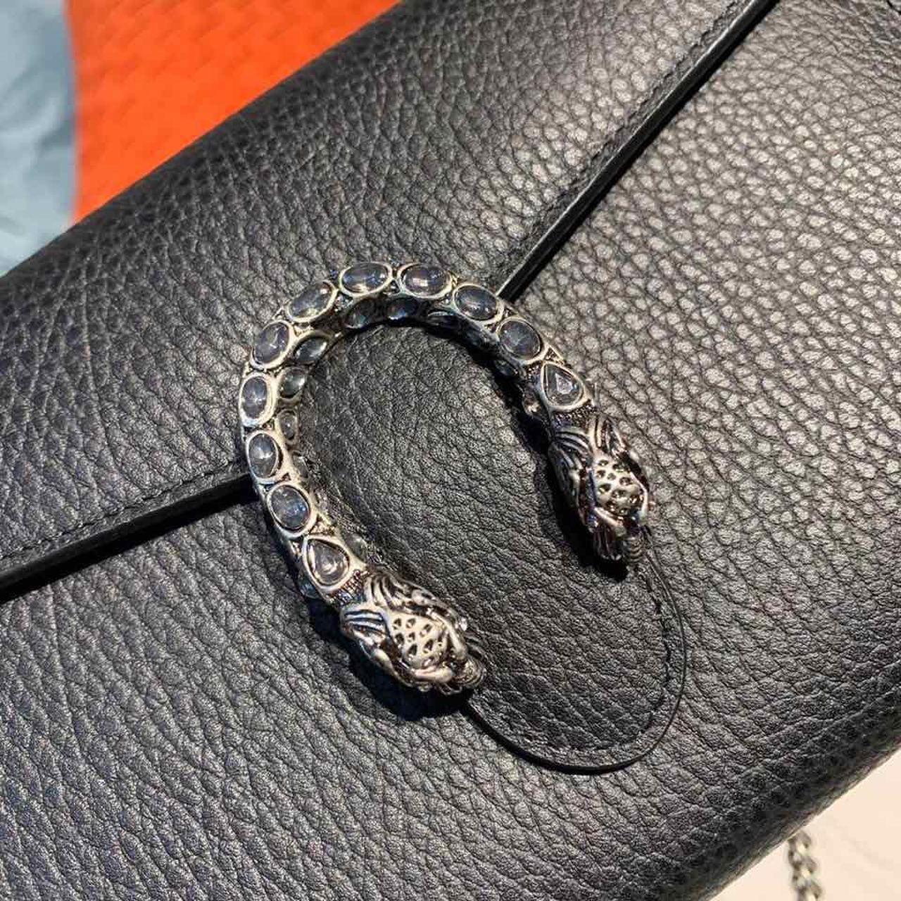 Gvc*1 Dionysus Mini Chain Bag Black Metal-Free Tanned For Women 8in/20cm GG 401231 CAOGN 8176
