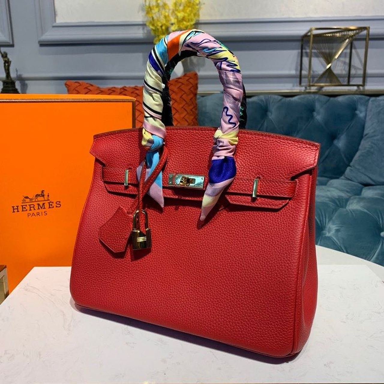 H**me5 Birkin Red Semi Handstitched With Gold Toned Hardware For Women 30cm/11.8in