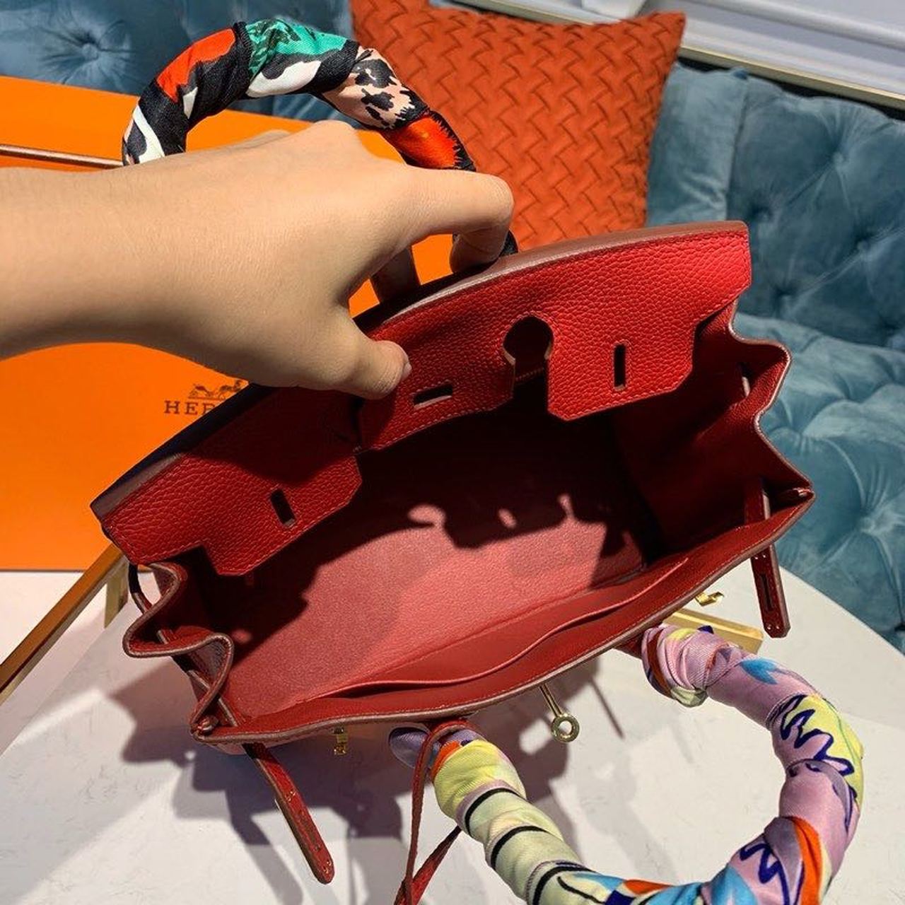 H**me5 Birkin Red Semi Handstitched With Gold Toned Hardware For Women 30cm/11.8in