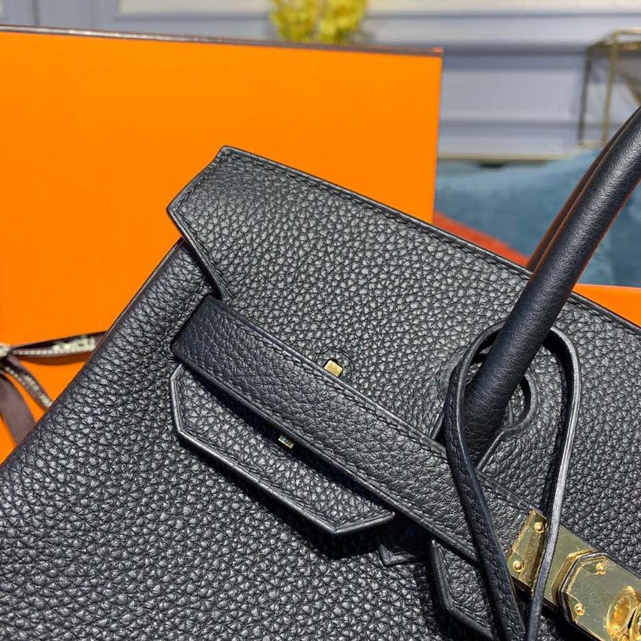 H**me5 Birkin Bag 30cm Gold Hardware Togo Leather Semi Handstitched  Noir CK89