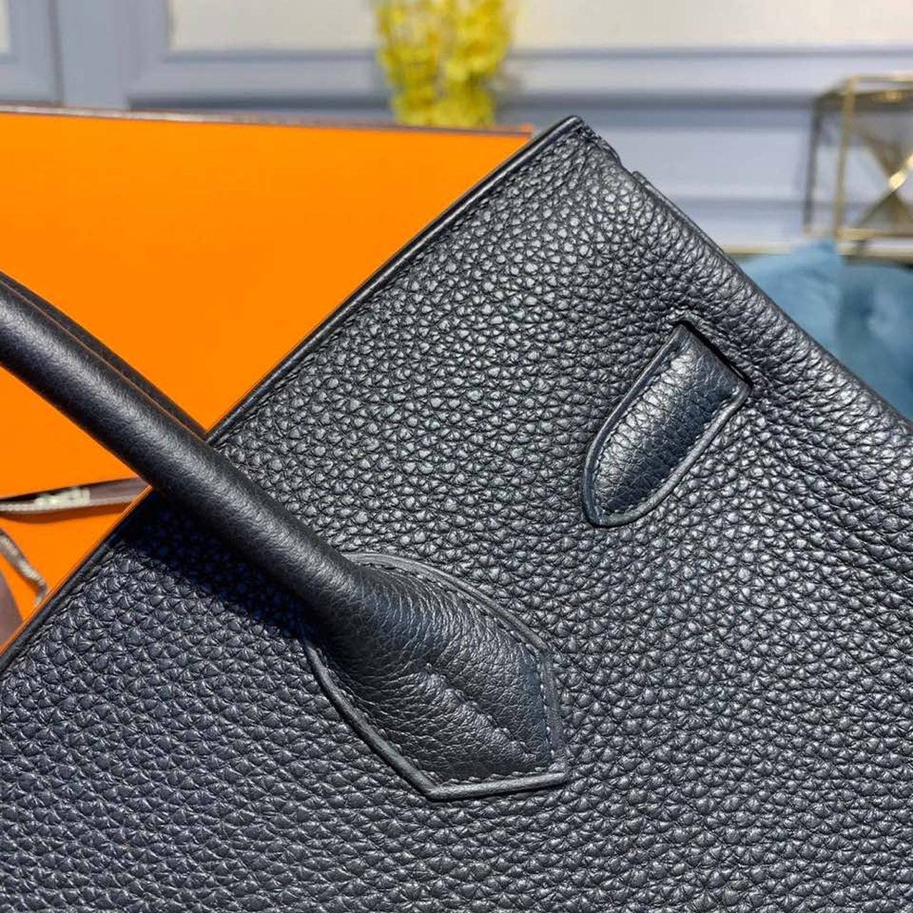 H**me5 Birkin Bag 30cm Gold Hardware Togo Leather Semi Handstitched  Noir CK89