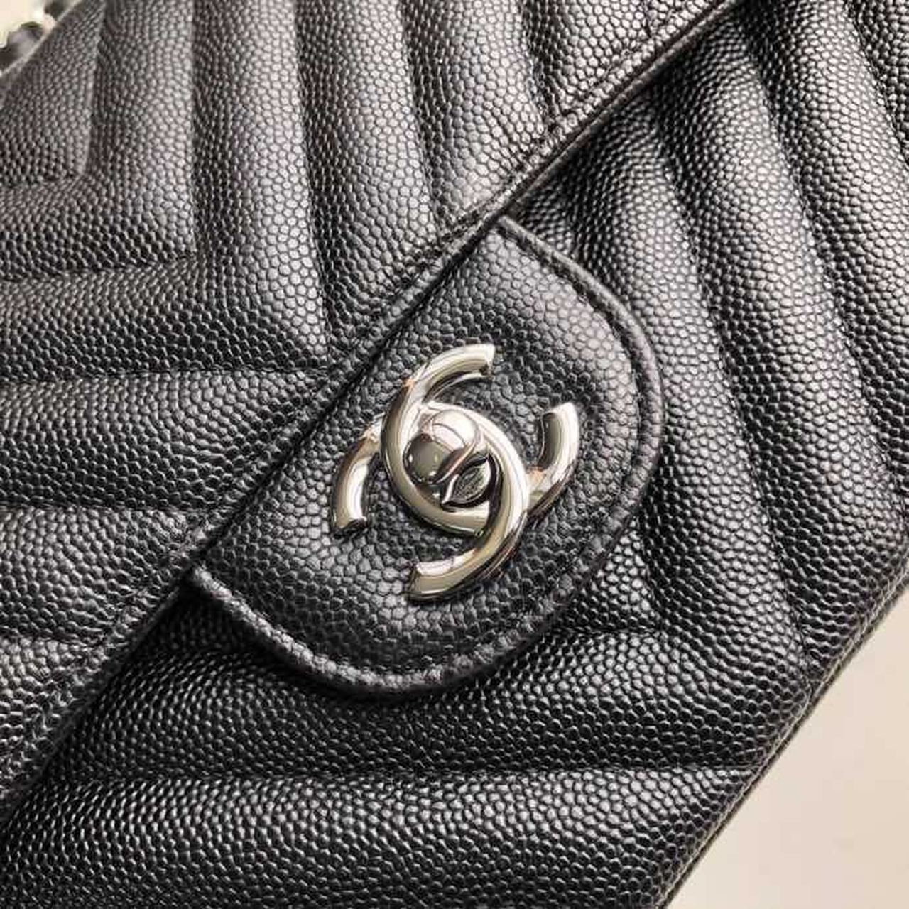 Ch**el Chevron Classic Handbag Silver Hardware Black For Women, Women’s Bags, Shoulder And Crossbody Bags 10.2in/26cm