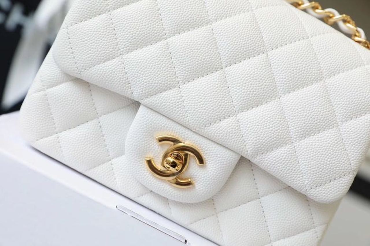 Ch**el Classic Mini Flap Bag Golden Hardware White For Women 6.6in/17cm A35200