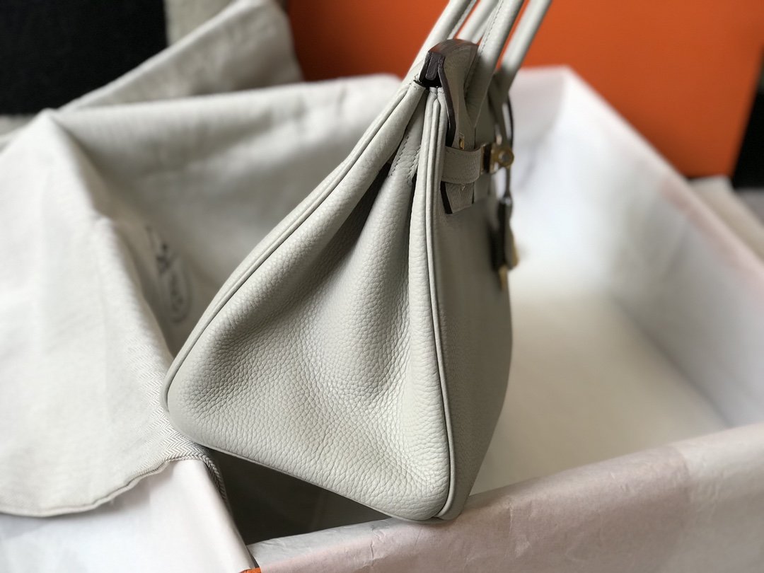 H**me5 Birkin White For Women Gold-Toned Hardware 11in/30cm