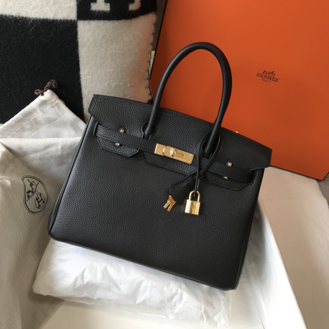 H**me5 Birkin Black Togo Gold Hardware Bag For Women, Women’s Handbags, Shoulder Bags 30cm/12in