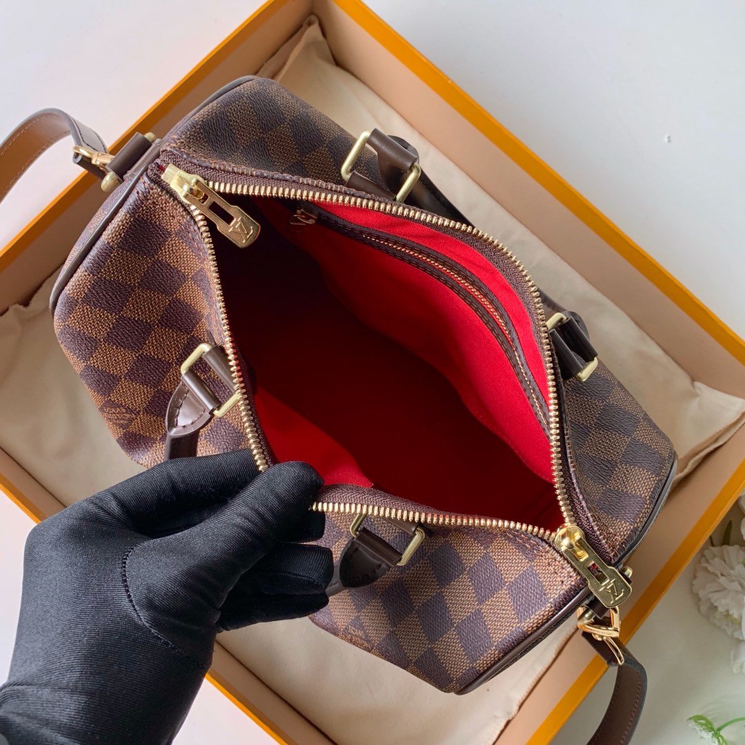 L0vis Vvtt0n Speedy Bandouliere 25 Damier Ebene Canvas For Women, Women’s Handbags, Shoulder And Crossbody Bags 9.8in/25cm LV N40575