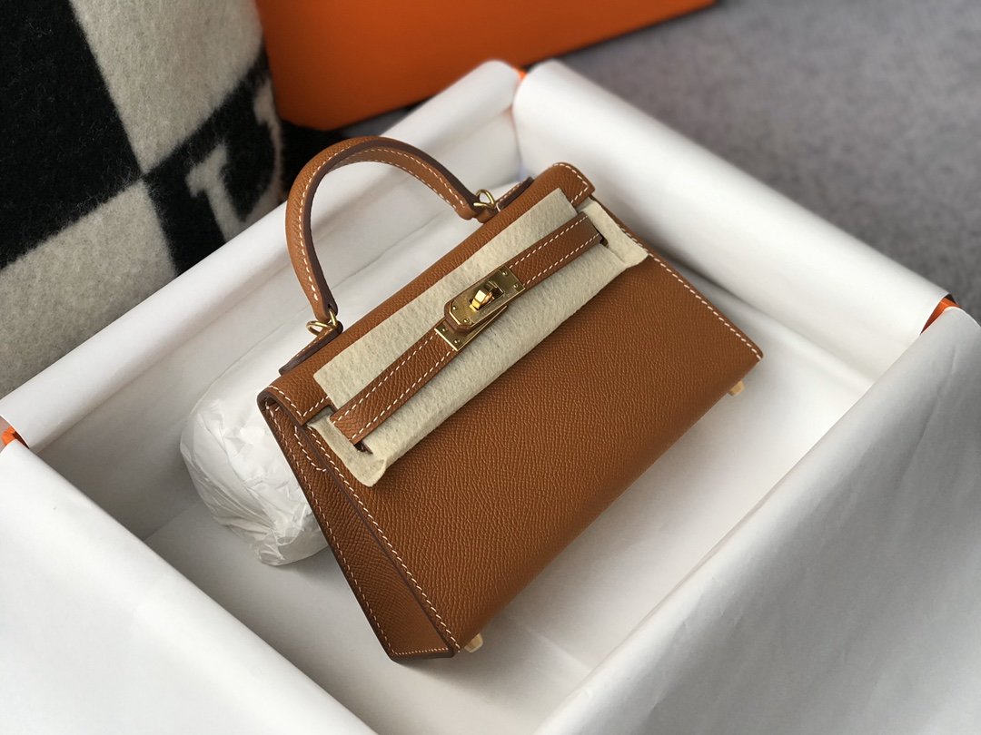 H**me5 Mini Kelly 19 Sellier Epsom Brown Bag For Women, Women’s Handbags, Shoulder Bags 7.5in/19cm