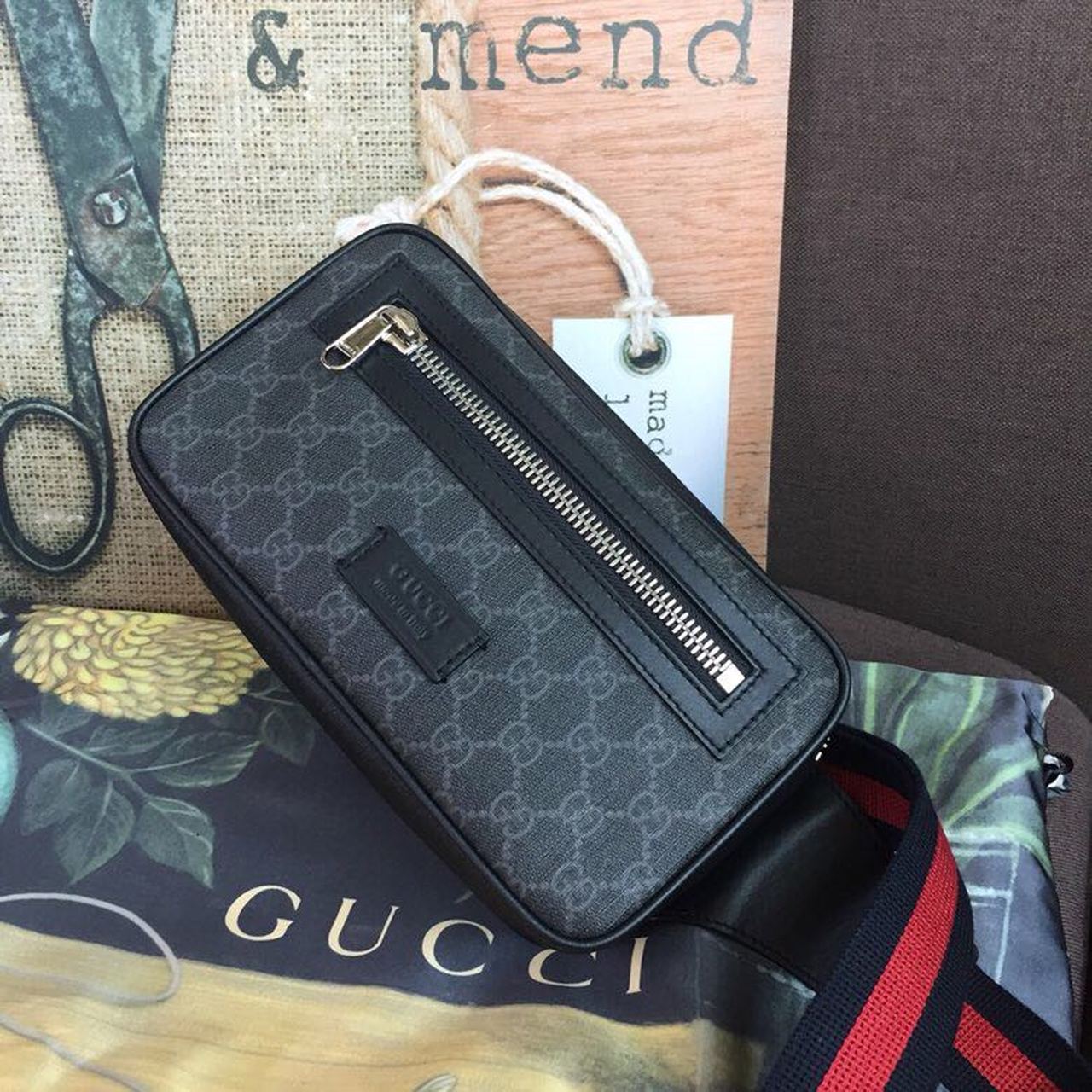 Gvc*1 GG Black Belt Bag Black/Grey Soft GG Svp*me Crafted For Men 9in/24cm GG 474293 K9RRN 1095