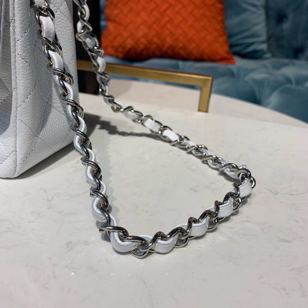 Ch**el Small Classic Handbag Silver Hardware White For Women, Women’s Bags, Shoulder And Crossbody Bags 7.9in/20cm A01113