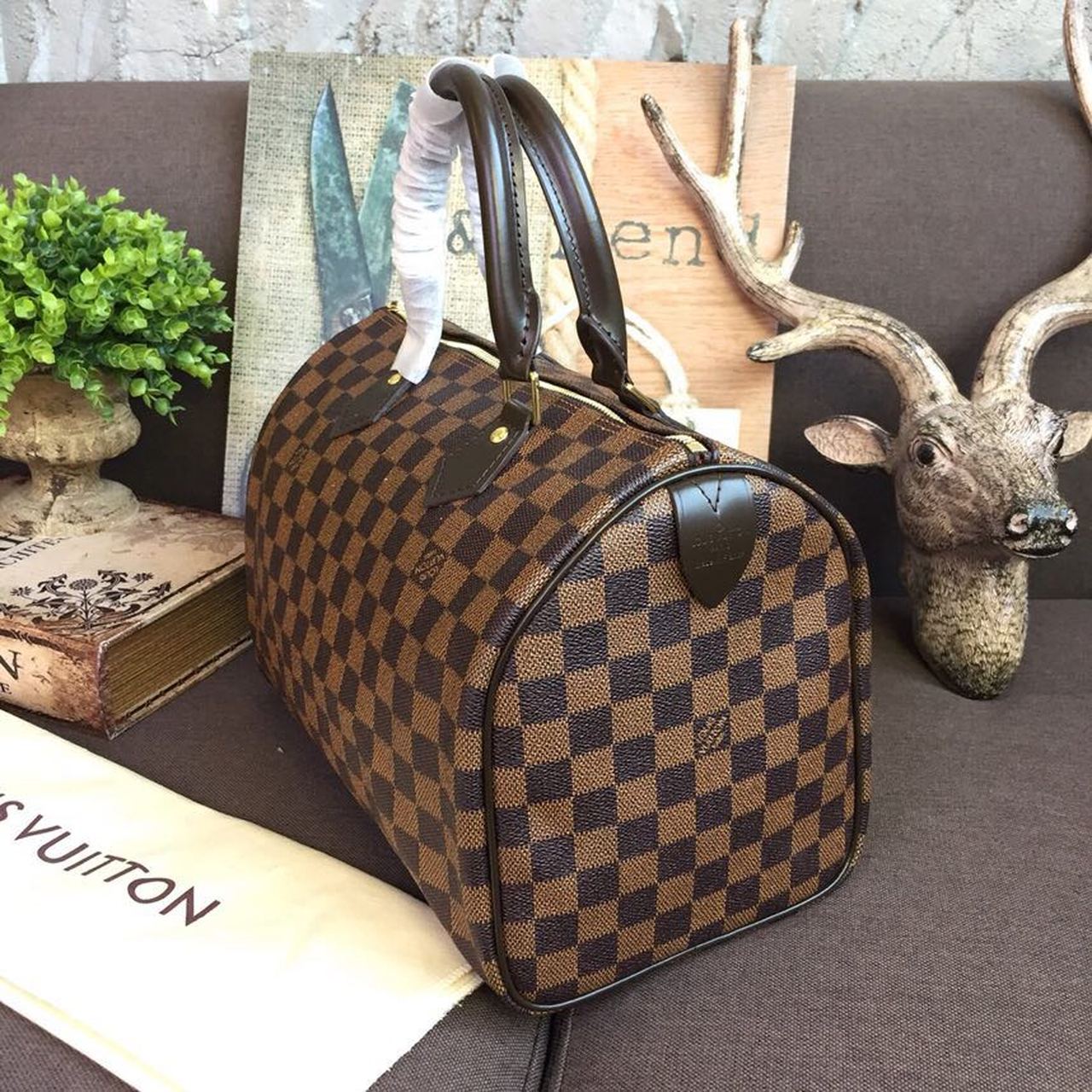 L0vis Vvtt0n Speedy 30 Bag Damier Ebene Canvas For Women 11.8in/30cm Brown LV N41364