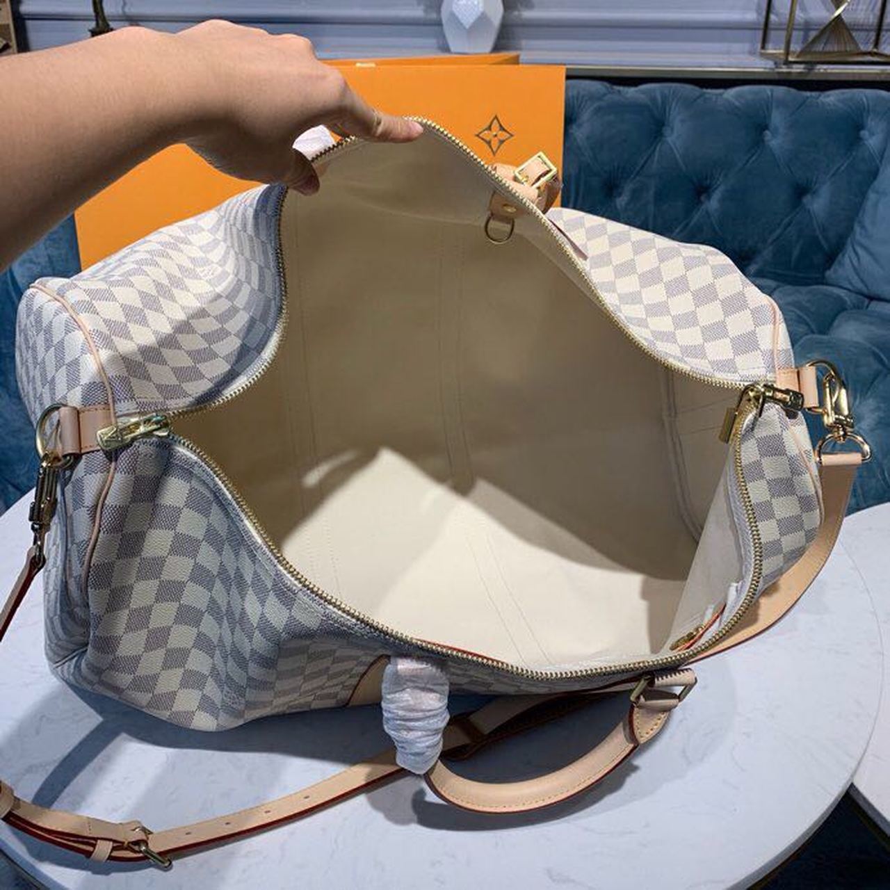 L0vis Vvtt0n Keepall Bandouliere 55 Damier Azur Canvas, Travel Bags 21.7in/55cm LV N41429