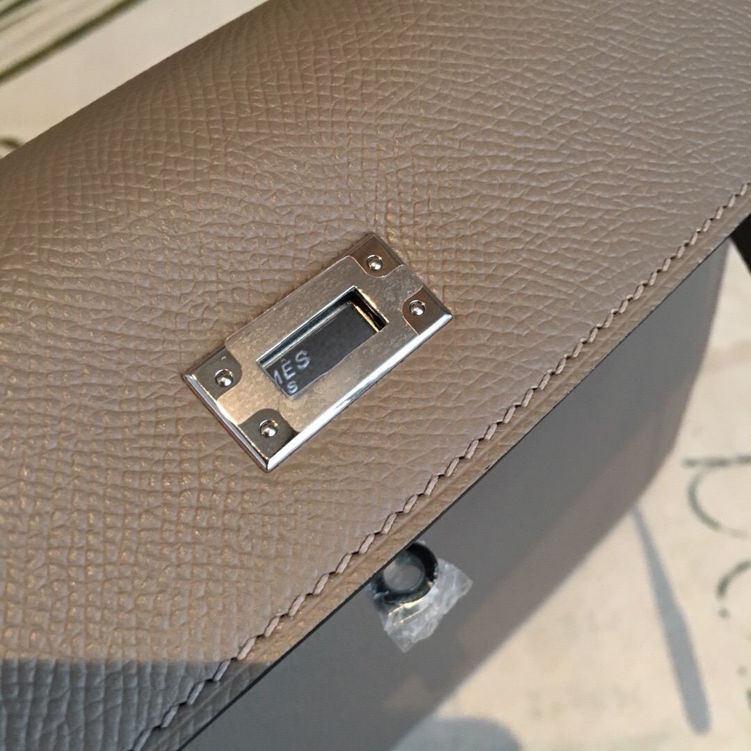 H**me5 Kelly 25 Sellier Epsom Gris Asphalt Bag For Women Silver Toned Hardware, Women’s Handbags, Shoulder Bags 10in/25cm