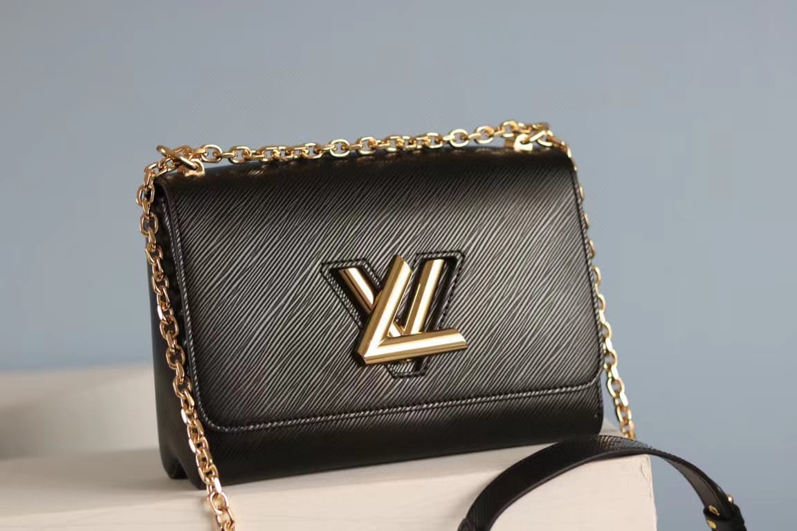 L0vis Vvtt0n Twist MM Epi Black For Women, Women’s Handbags, Shoulder And Crossbody Bags 9.4in/23cm LV