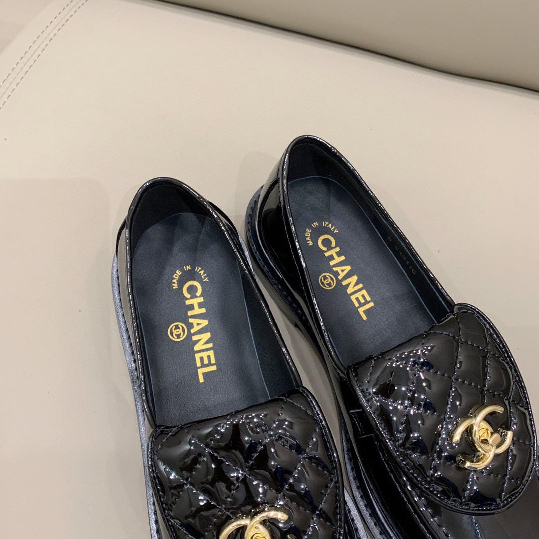 Ch**el Loafers Shiny Black For Women, Women’s Shoes G36646