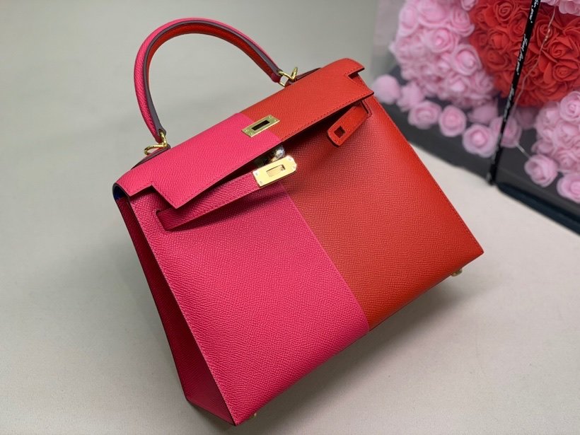H**me5 Kelly 28 Sellier Epsom Bag Red/Pink For Women, Women’s Handbags, Shoulder Bags 11in/28cm