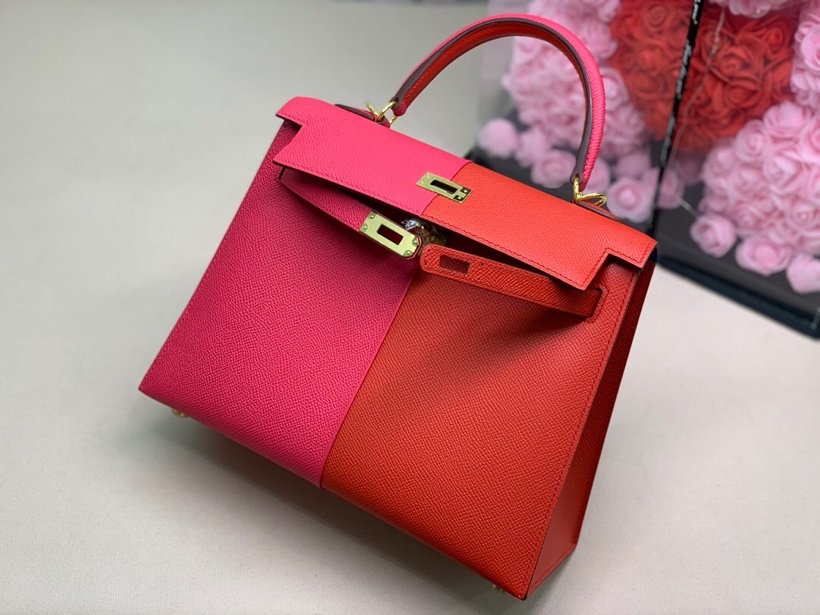 H**me5 Kelly 28 Sellier Epsom Bag Red/Pink For Women, Women’s Handbags, Shoulder Bags 11in/28cm