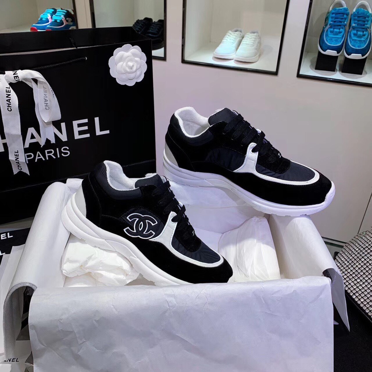 Ch**el Sneakers Black/White For Women, Women’s Shoes G34360