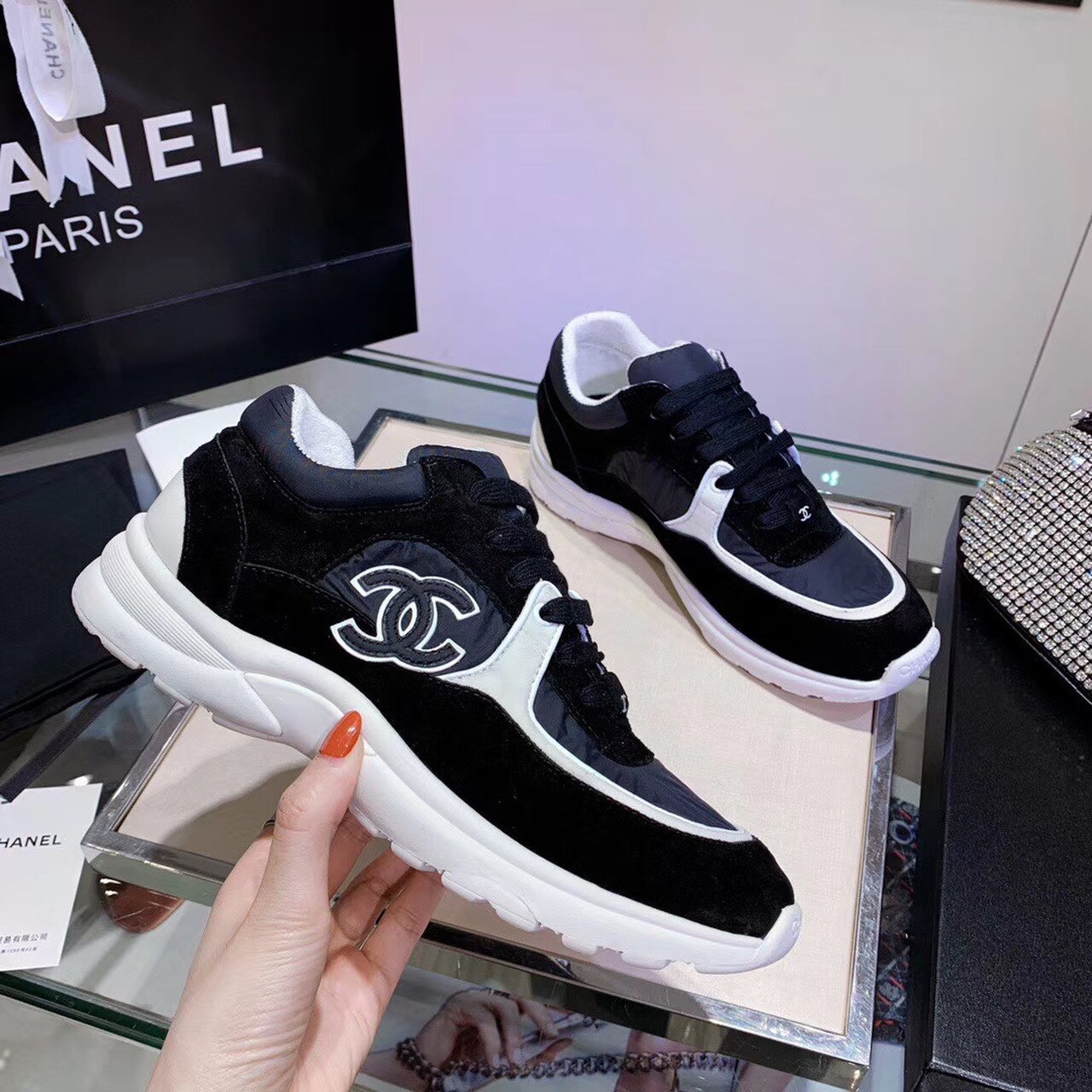 Ch**el Sneakers Black/White For Women, Women’s Shoes G34360