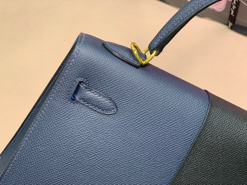H**me5 Kelly 28 Sellier Epsom Bag Black/Navy Blue For Women, Women’s Handbags, Shoulder Bags 11in/28cm