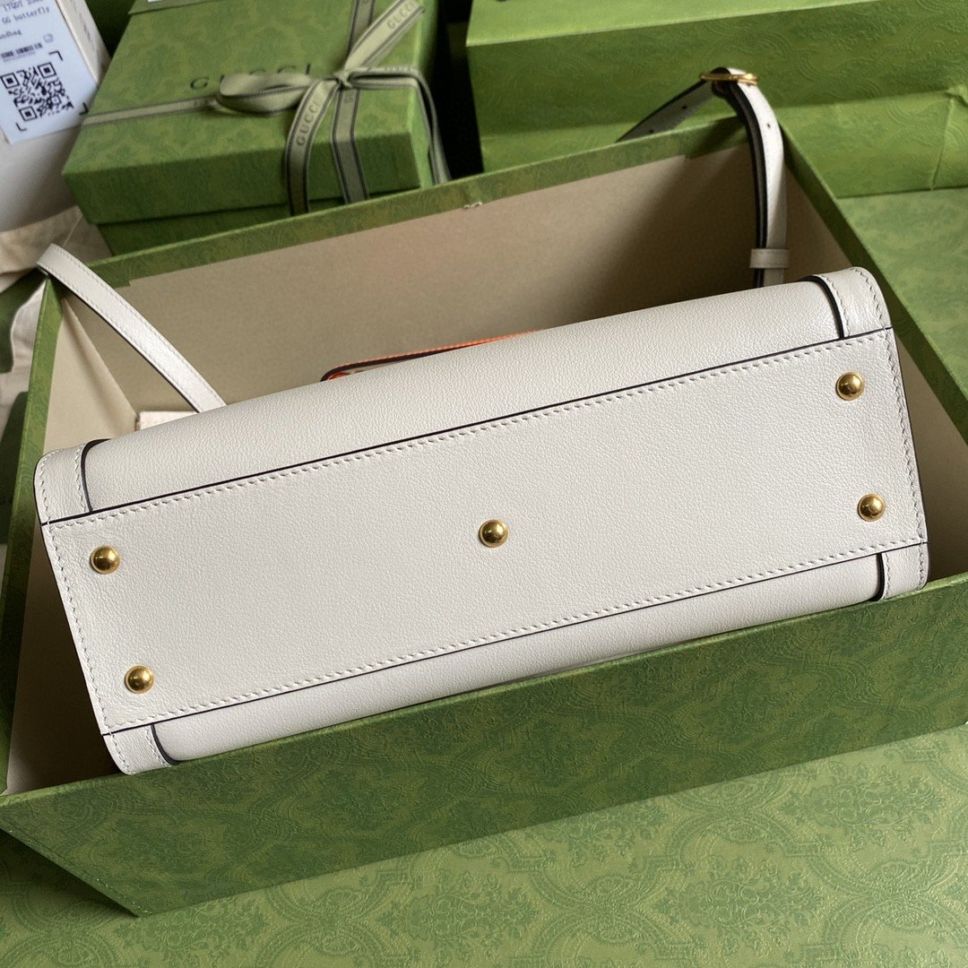Gvc*1 Diana Medium Tote Bag White For Women 11in/27cm GG 702721 U3ZDT 9196