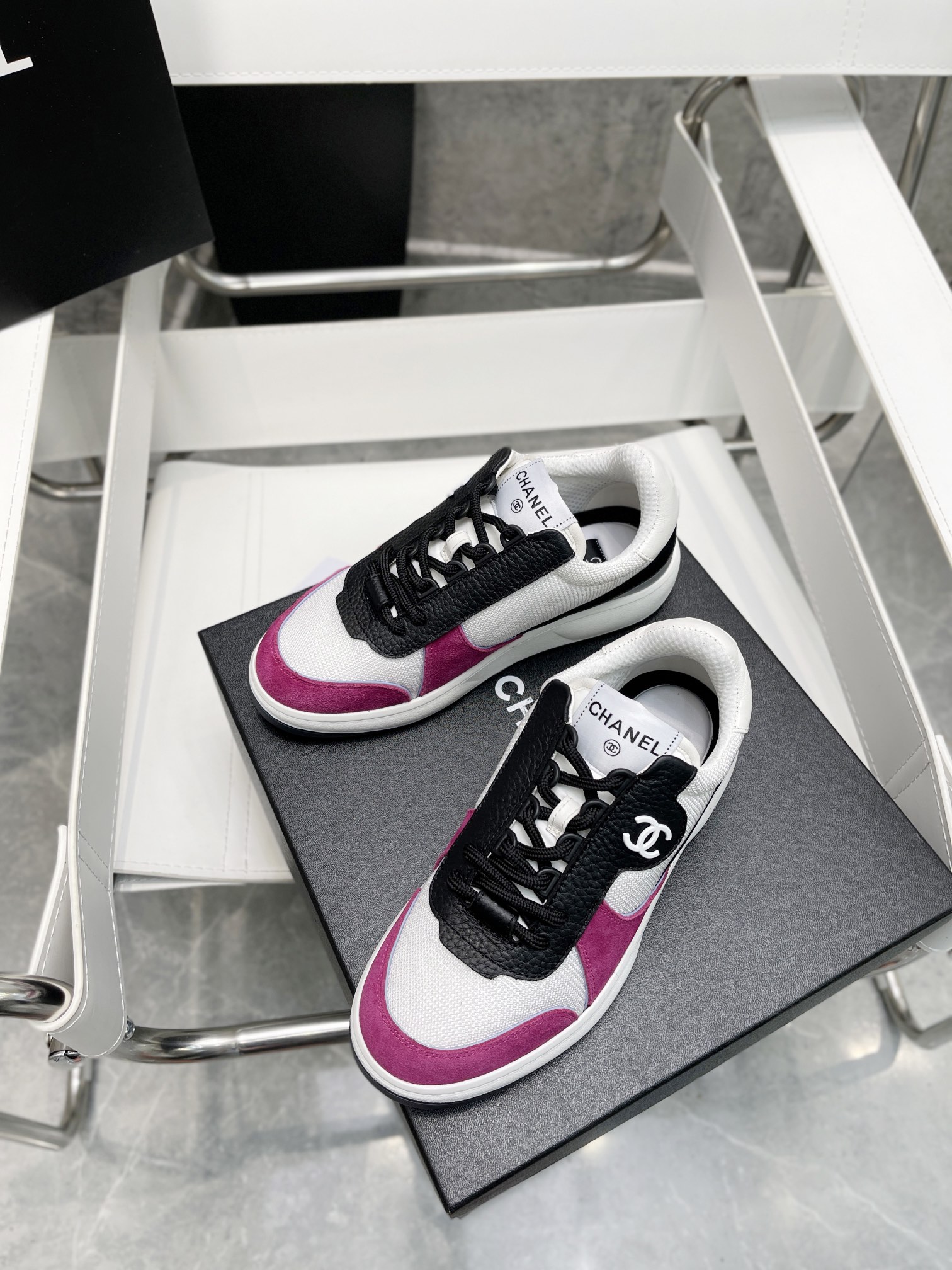 Ch**el Sneakers White/Rosy For Women, Women’s Shoes