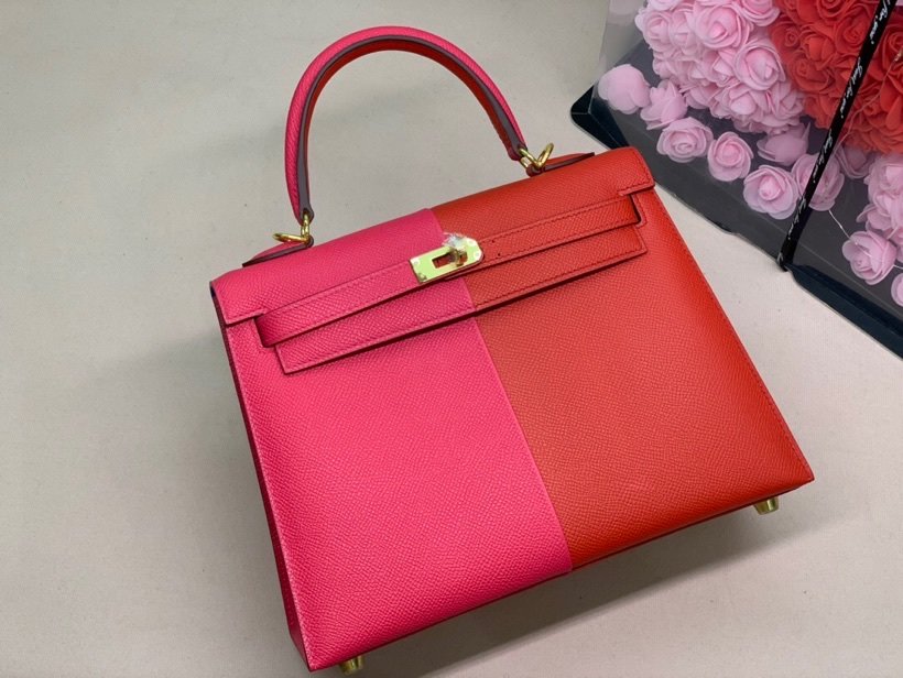 H**me5 Kelly 28 Sellier Epsom Bag Red/Pink For Women, Women’s Handbags, Shoulder Bags 11in/28cm