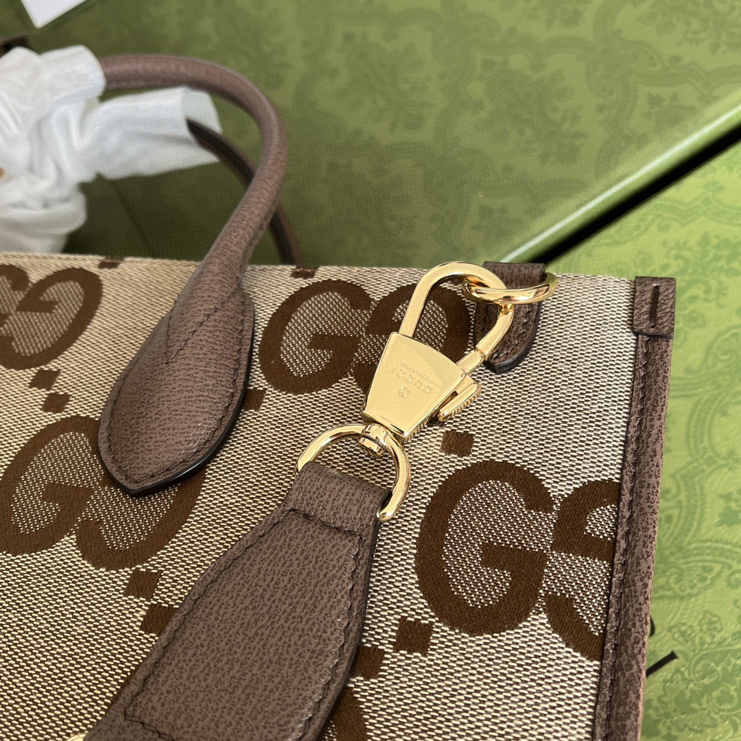 Gvc*1 Tote Bag With Jumbo Camel And Ebony Jumbo GG Canvas For Women 14.6in/37cm ‎678839 UKMDG 2570