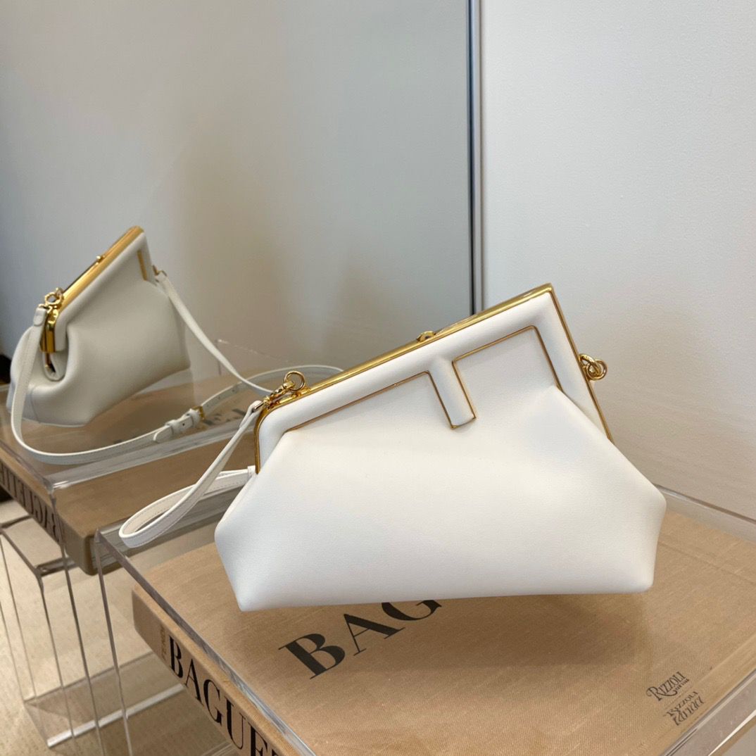 F**di First Small White For Women, Women’s HandBags, Shoulder And Crossbody Bags 10.2in/26cm FF 8BP129ABVEF1C76