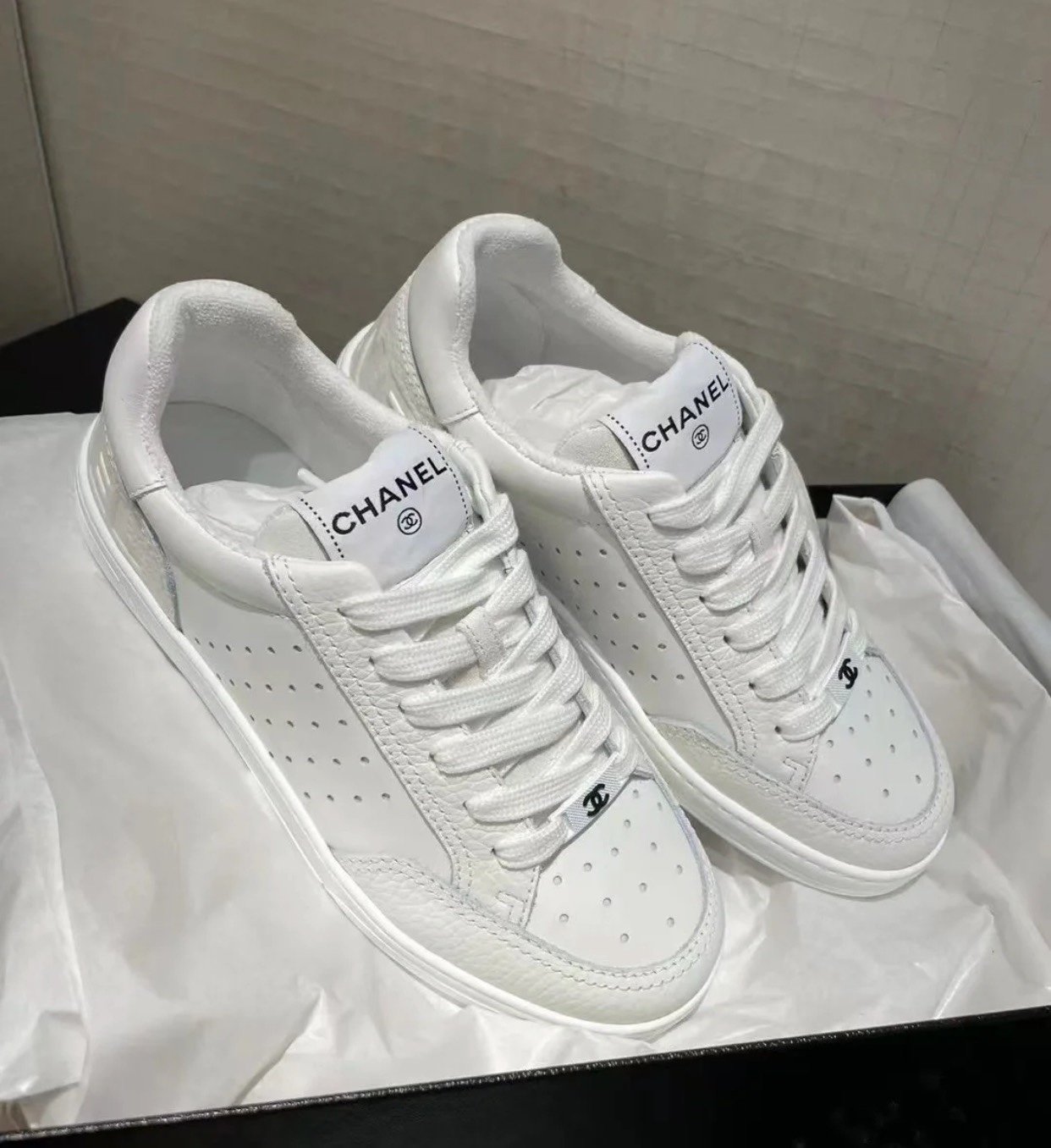 Ch**el Sneakers White For Women, Women’s Shoes 0.4in/1cm G39225