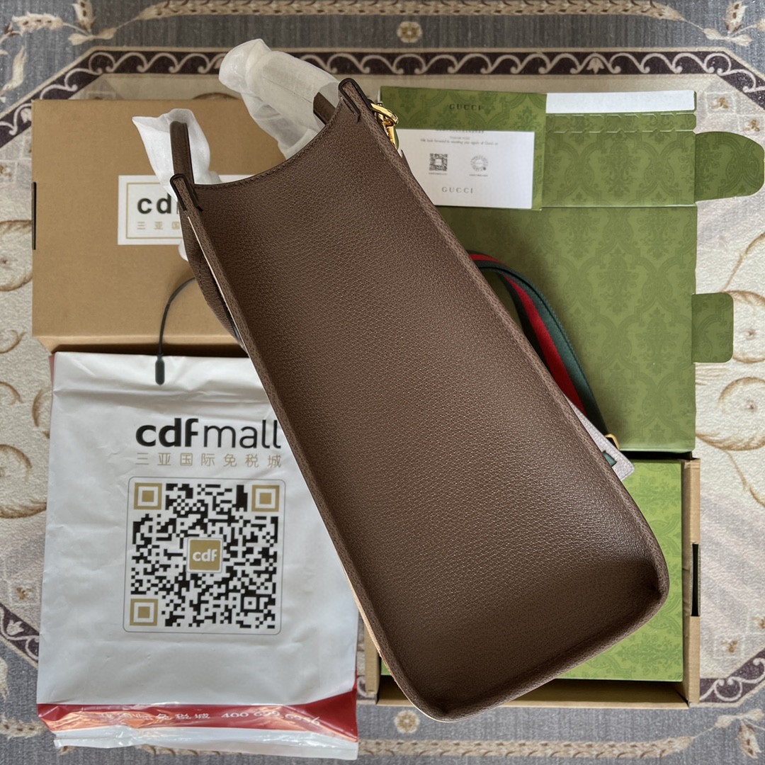 Gvc*1 Tote Bag With Jumbo Camel And Ebony Jumbo GG Canvas For Women 14.6in/37cm ‎678839 UKMDG 2570