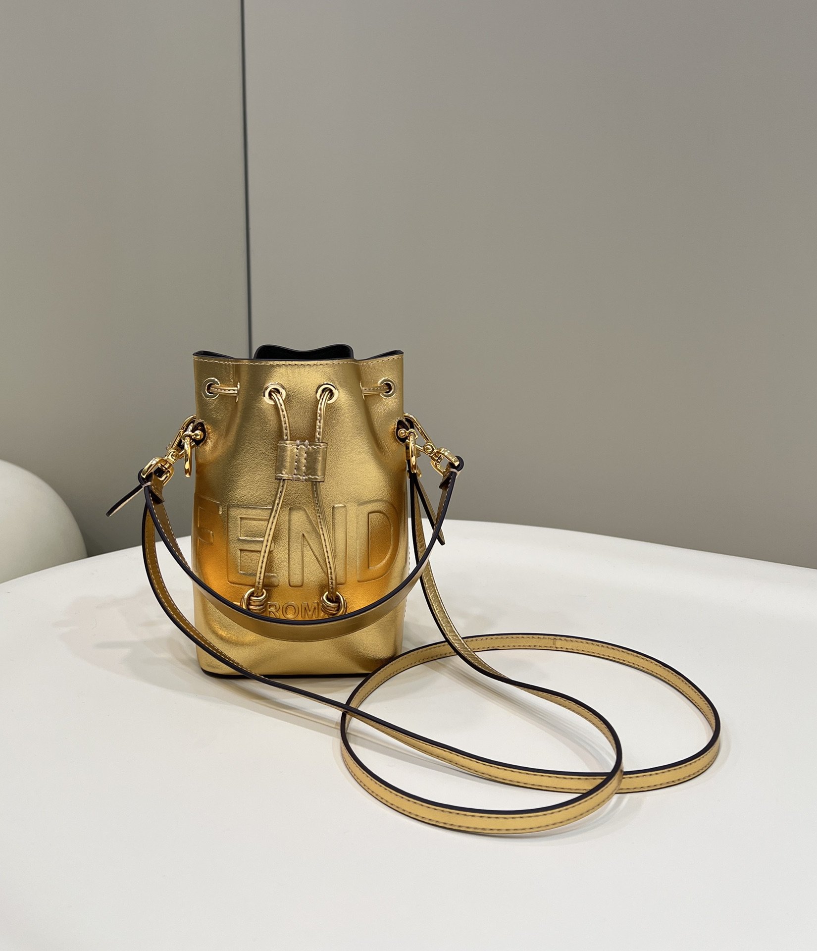 F**di Mon Tresor Gold For Women, Women’s Handbags, Shoulder And Crossbody Bags 7in/18cm FF 8BS010AK61F1GNN