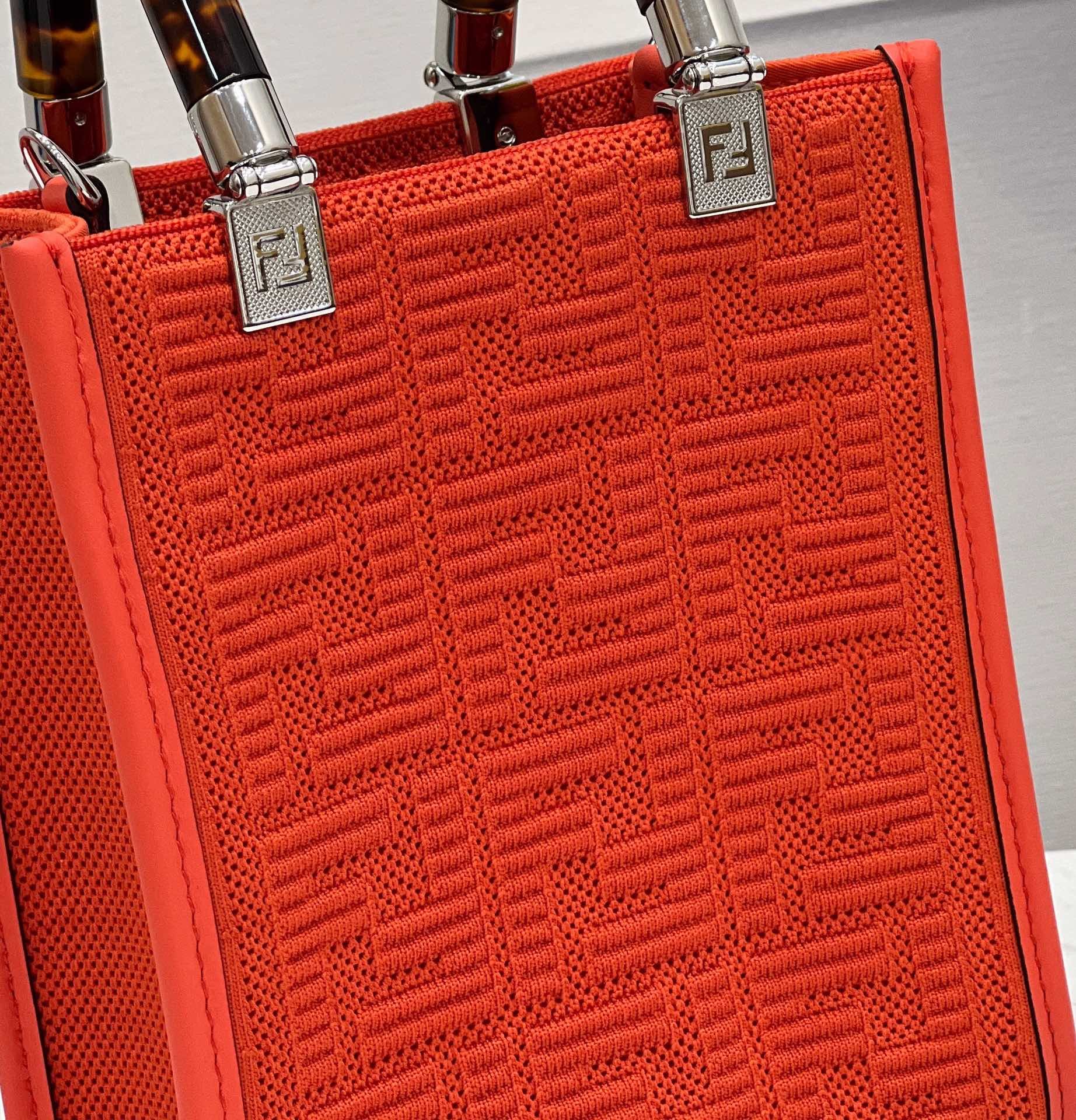 F**di Mini Sunshine Shopper Red For Women, Women’s Handbags, Shoulder And CrossBody Bags 7.1in/18cm FF 8BS051