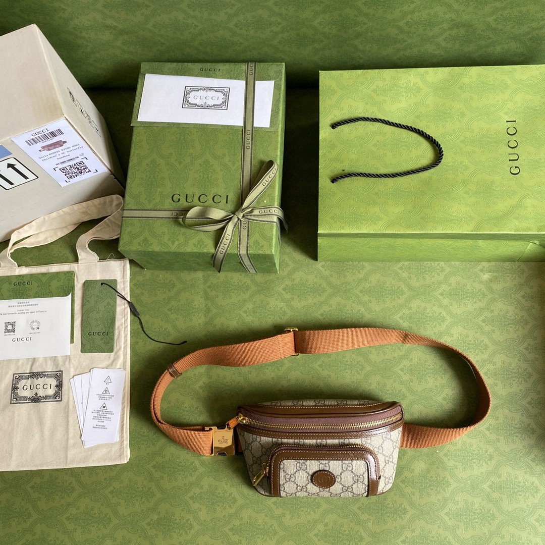 Gvc*1 Belt Bag With Interlocking G Beige And Ebony GG Svp*me Canvas For Women 9.1in/23cm 682933 92THG 8563