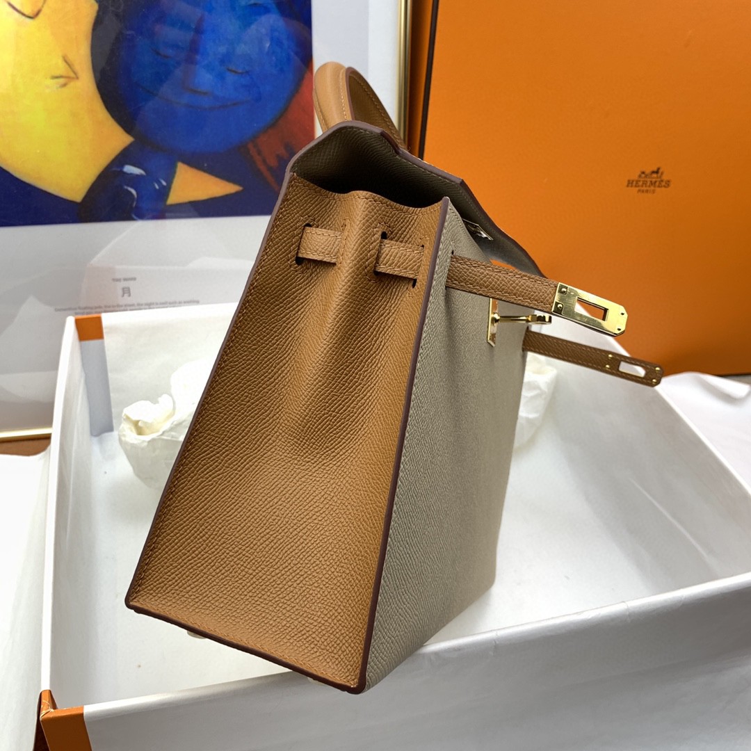 H**me5 Kelly 25 Sellier Epsom Etoupe/Brown Bag For Women, Women’s Handbags, Shoulder Bags 10in/25cm