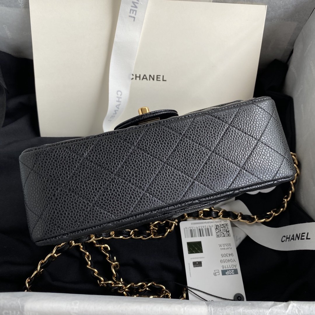 Ch**el Mini Classic Handbag Black For Women 20cm/7.9in