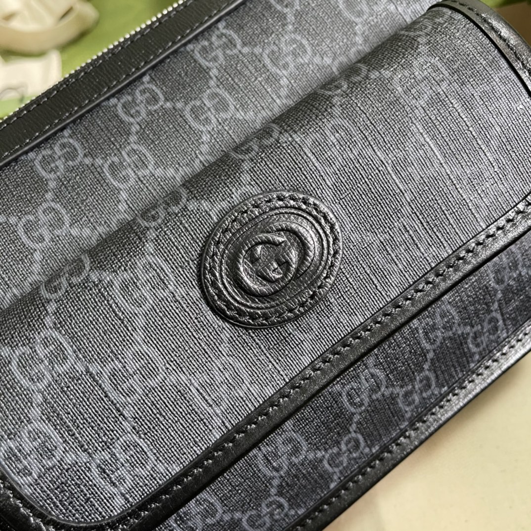 Gvc*1 Messenger Bag With Interlocking G Black Svp*me Canvas For Men 8in/21cm 674164 92THN 1000