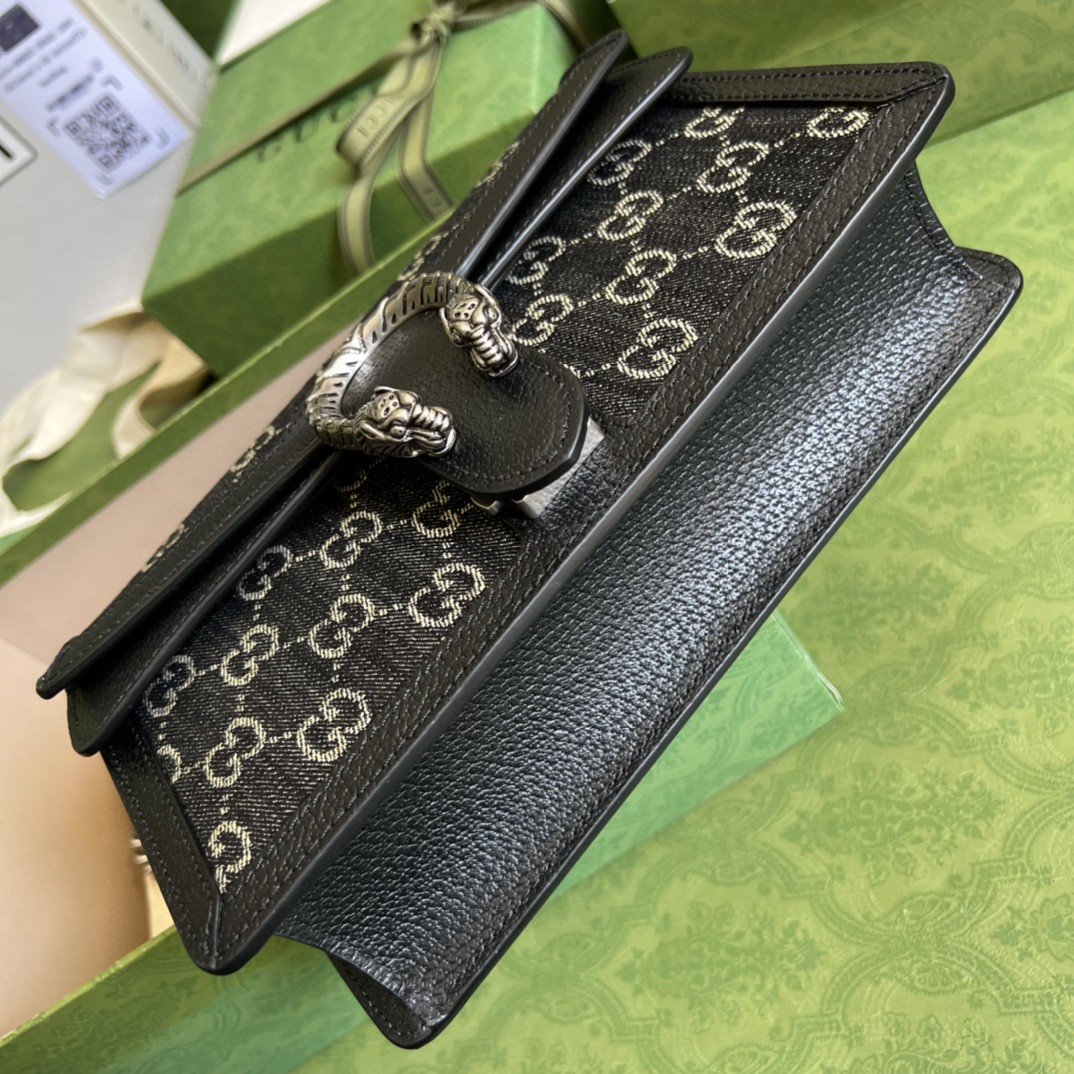 Gvc*1 Dionysus Small GG Shoulder Bag Black And Ivory GG Denim Jacquard For Women 10in/25cm 499623 UN3BN 1274