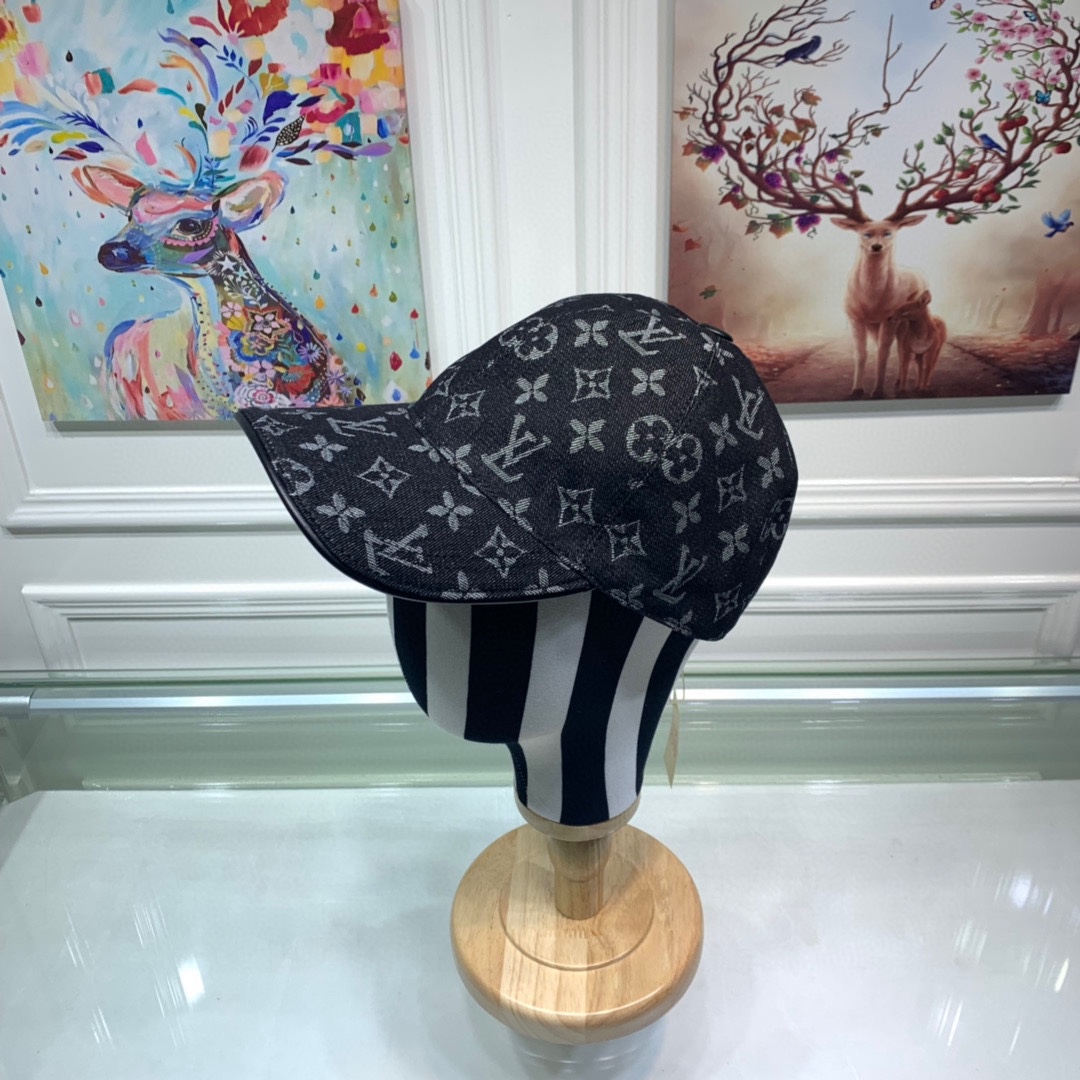 L0vis Vvtt0n Monogram Jacquard Denim Cap Black LV Cap