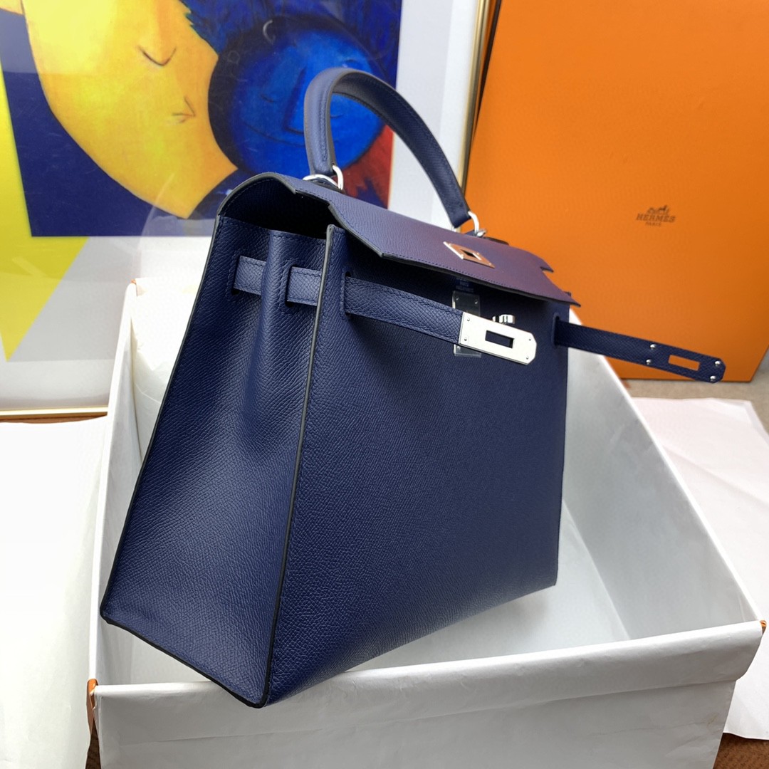 H**me5 Kelly 28 Sellier Epsom Blue Bag For Women, Women’s Handbags, Shoulder Bags 11in/28cm