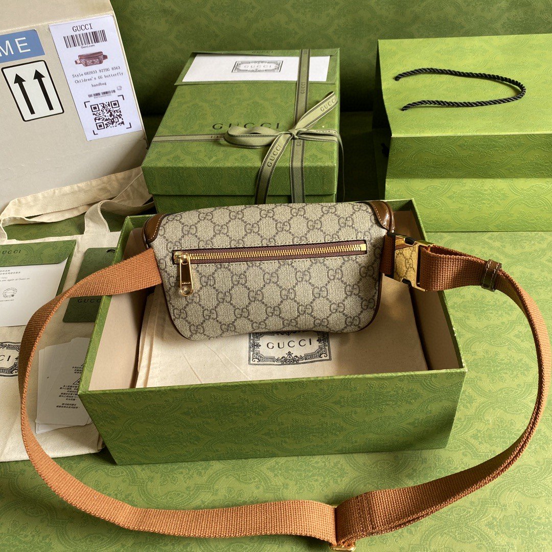 Gvc*1 Belt Bag With Interlocking G Beige And Ebony GG Svp*me Canvas For Women 9.1in/23cm 682933 92THG 8563