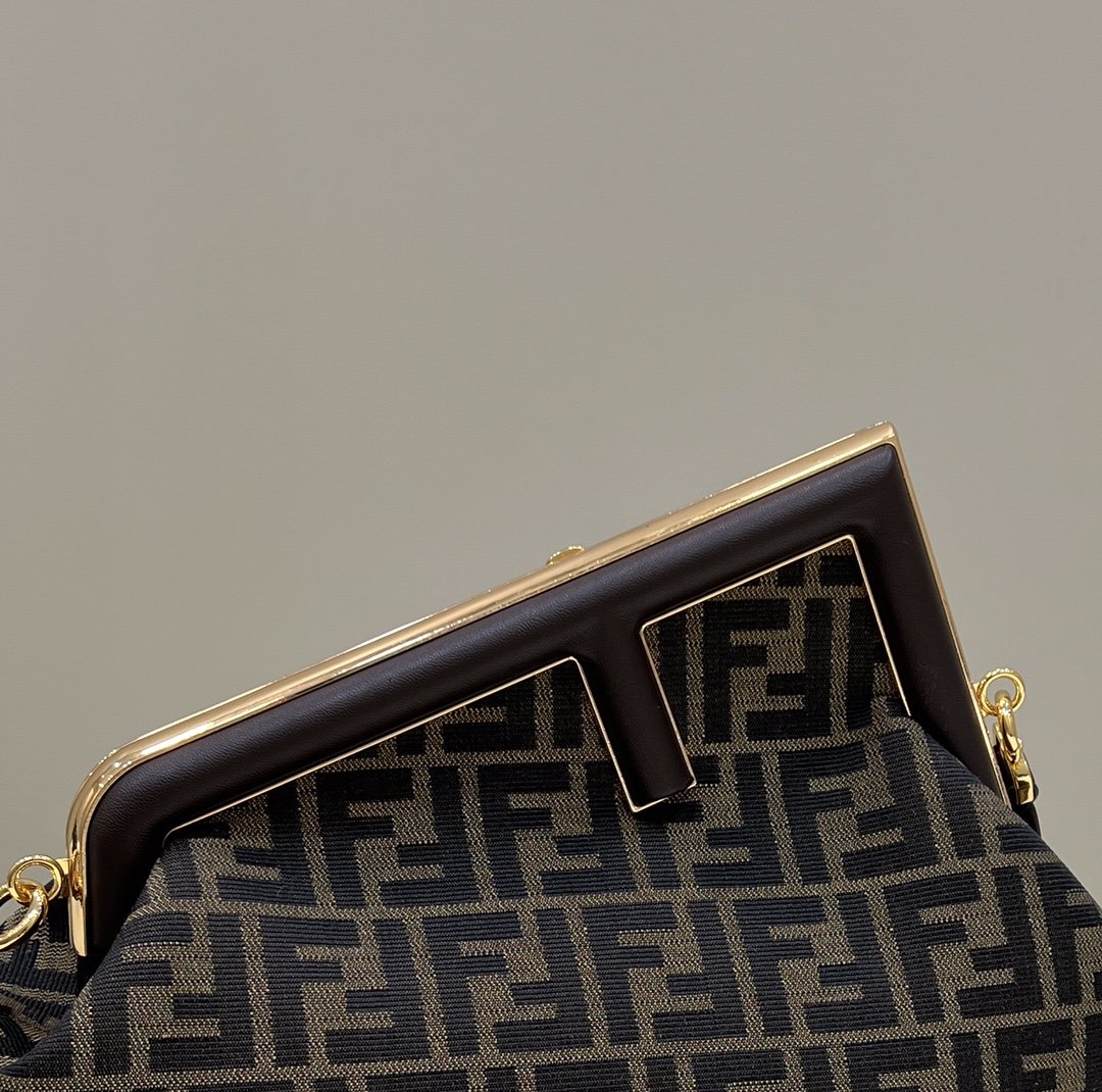 F**di First Large Brown Canvas For Women, Women’s HandBags, Shoulder And Crossbody Bags 12.6in/32cm FF 8BP129