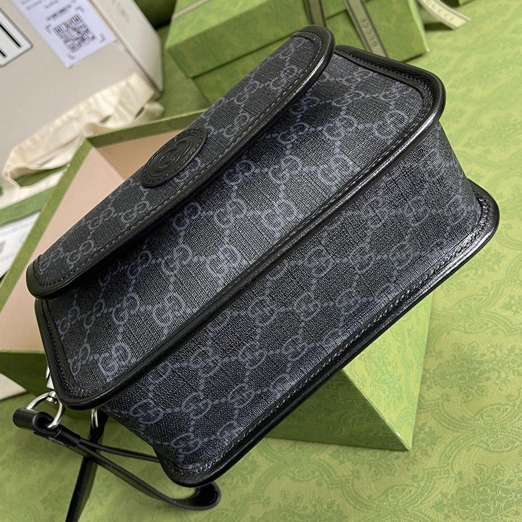 Gvc*1 Messenger Bag With Interlocking G Black Svp*me Canvas For Men 8in/21cm 674164 92THN 1000