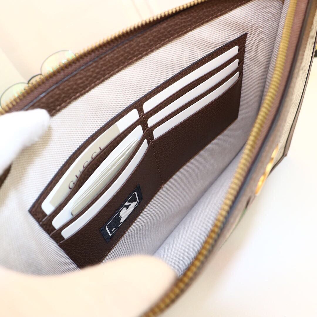 Gvc*1 Ophidia Pouch With Web Beige And Ebony GG Svp*me Canvas For Men 9in/24cm GG ‎672989 96IWT 8745