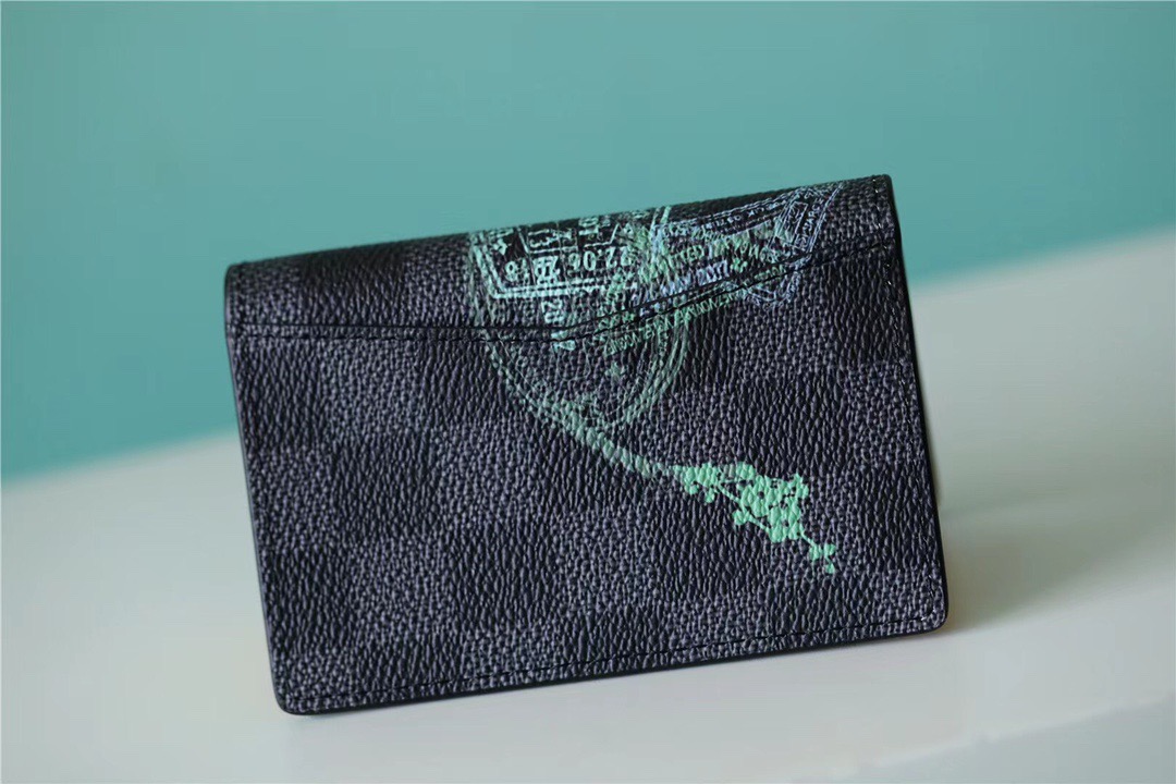 L0vis Vvtt0n Pocket Organiser Damier Graphite Canvas For Men, Men’s Wallet 4.3in/11cm LV N64602